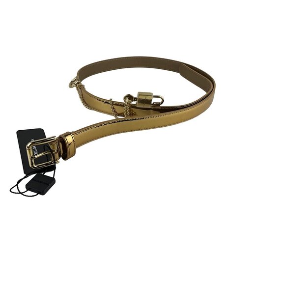 Dolce&Gabbana Women's Oro Chiaro Belt With Pendant Charm Embellished Sz 90 cm